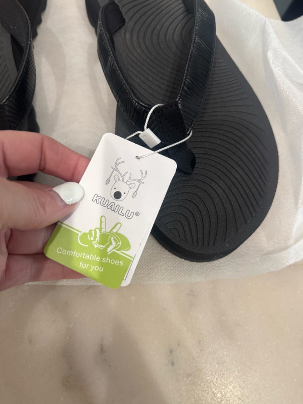 Black Women's Flip-Flop Sandals - Comfortable Everyday Straps - Picture 3 of 7